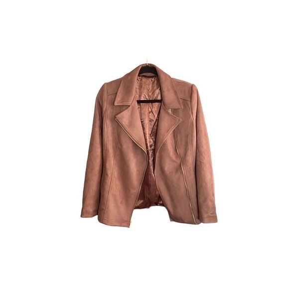 Iman women’s global chic, faux suede Moto soft mocha jacket S/XS ￼ - Picture 1 of 6